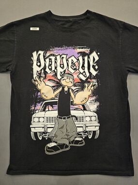 Popeye the Sailor Man Urban Streetwear Graphic T-Shirt - Black